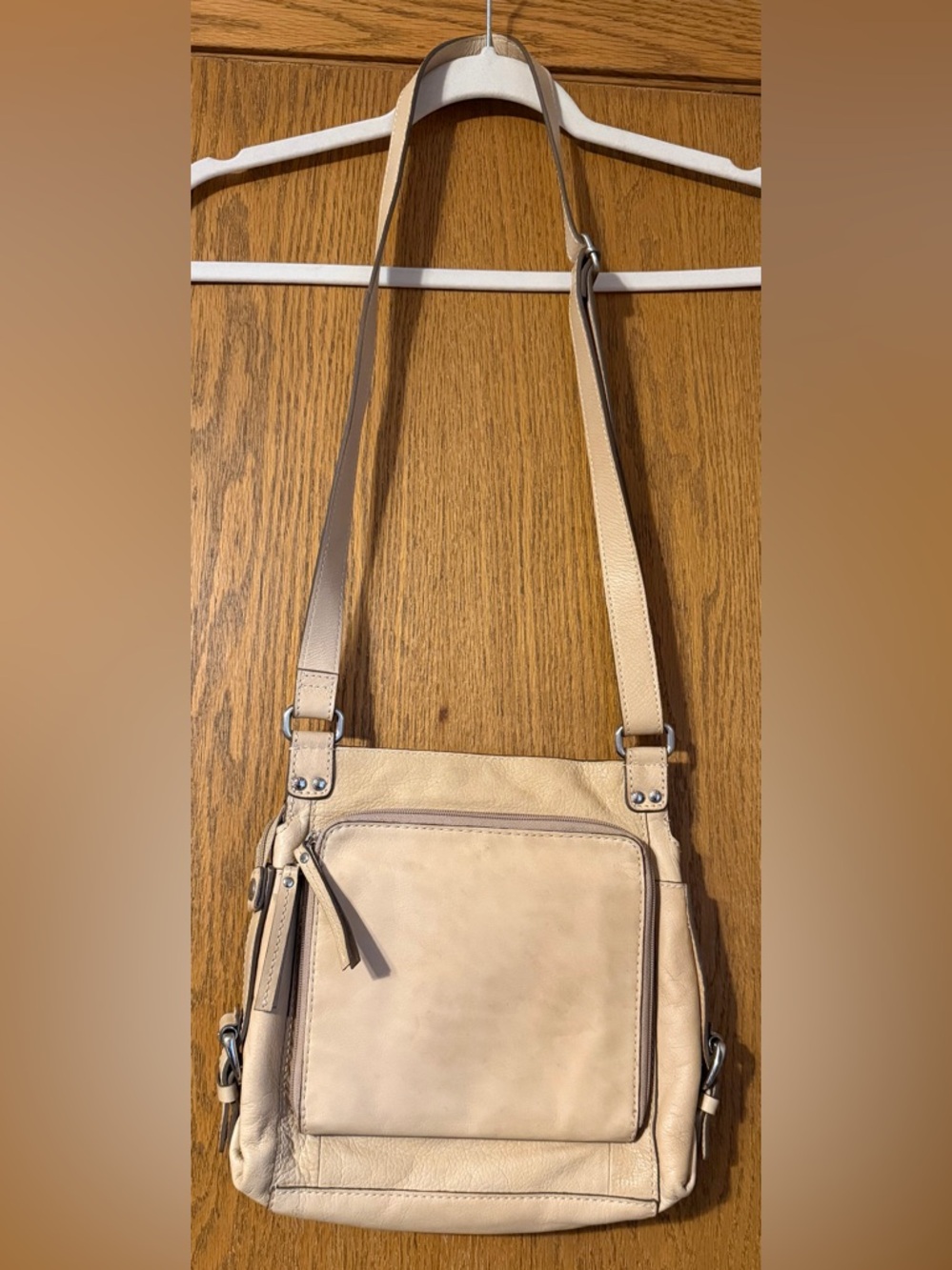 Fossil Beige Leather Crossbody Bag